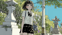 墓参りをしている若い女性 | 2212461-11619