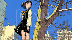冬枯れの街を歩く若い女性 | 2229536-6436
