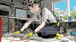 配線工事をしている女性作業員 | 2247590-12964