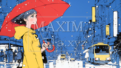雨の日に傘をさして歩く若い女性｜2393587-8544