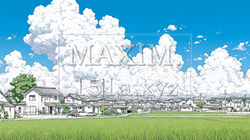 郊外の田園風景と夏空と入道雲 | 2293965-11225