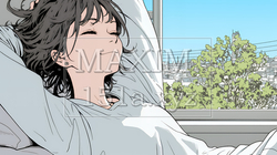 のんびり・ゆったり：朝日を浴びベッドで寛いでいる若い女性