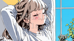 朝の目覚ましを止めて伸びをしている若い女性 | 2307712-15509