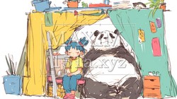 さようなら・元気でね！わたしたちのパンダ（クレヨン＋水彩画風）