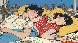 寄り添いながら穏やかに眠る若いカップル | 234444-9504