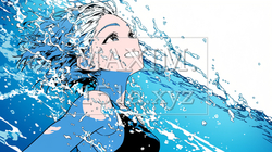 水を浴びている若い女性