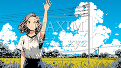 手を振って挨拶している若い女性