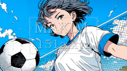 サッカーをしている若い女性