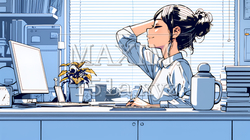 仕事の合間にストレッチ（伸び）をする女性 | 2395665-16708