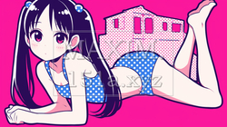 青い水着を着た女の子