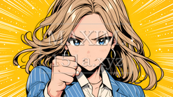 ガッツポーズ（拳を握って力強く）をしているビジネスウーマン | 2406229-13757