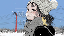 雪の積もる田舎道を歩いている若い女性 | 2407472-13094