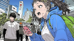 スマホの画面を見て驚いている若い女性 | 241184-7616