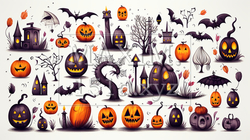 ハロウィンの手書き風アイコンのリファレンスシート | 2415905-19088