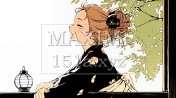 浴衣姿で夕涼みをしている若い女性（シンプルな色使い） | 2424067-16335