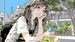 食事の最中もスマホを手放せない若い女性 | 2430305-12549