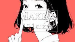 指を唇に当てて「シーShh」というジェスチャーをしている女性（シンプルな色使い） | 2454658-13230