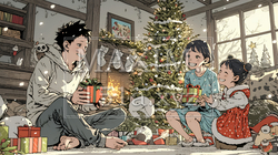 仲良し親子の楽しいクリスマス | 2456519-13618
