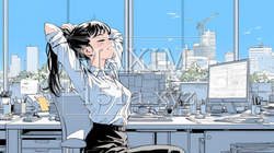 仕事の合間にストレッチ（伸び）をする女性 | 2459475-16723