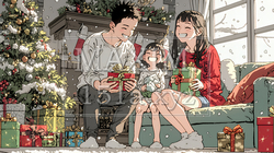 仲良し親子の楽しいクリスマス | 2469987-13637