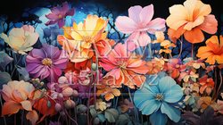 南国の花々が咲き乱れる庭：水彩画 | 2471507-18560