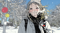 雪の日に通学する女子高生 | 2478095-13065