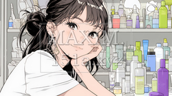 ドラッグストアでコスメを選ぶ若い女性 | 2503839-16098