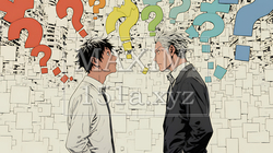 互いに相手の意見を十分に理解できないまま対話を続ける二人のビジネスマン | 251284-8938