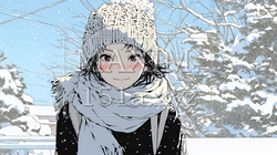 雪の積もる田舎道を歩いている若い女性 | 2515084-13105