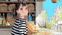 近所のパン屋で焼きたてパンを買う若い女性 | 2517789-16192