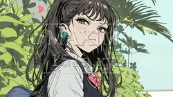 「ふん！」という表情でそっぽを向いている制服を着た女子高生