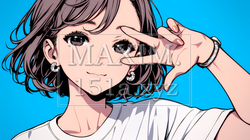 笑顔でピースサインを見せる若い女性 | 2531106-14255