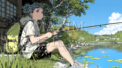 岸から魚釣りを楽しむ若い女性｜渓流・自然・アウトドア・ライフスタイル | 2546018-17542