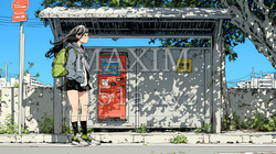 一人旅の旅先、街角で足を止めて道を確かめる若い女性 | 254609-16633