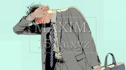 ミスやトラブルを反省してうなだれるビジネスマン｜落ち込む会社員のビジネスイメージイラスト | 2572676-17184