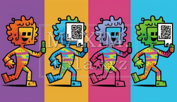 人間版QRコード（QRコードみたいに平板な人）：AI・デジタル思考人間 | 2579552-4151