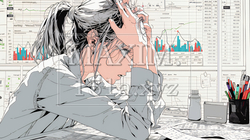 金融市場の急激な変動で頭を抱えている女性 | 2581644-16479