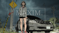 ドライブ中の車の故障・事故・トラブルで困っている女性（悪天候編）