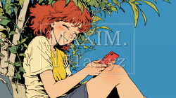 嬉しそうな表情でスマホを使っている女性 | 2594271-11485