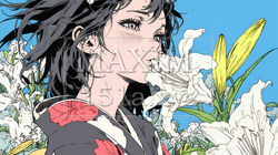 ユリの花と若い女性 | 2607267-9795