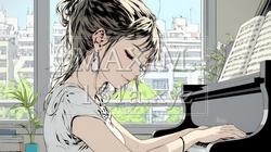 ピアノを弾いている若い女性 | 2614236-12362
