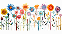 色とりどりの切花がある背景イメージ