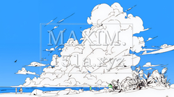 夏のビーチの風景（シンプルな色使い） | 2620632-10046