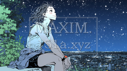 星空を眺めている若い女性