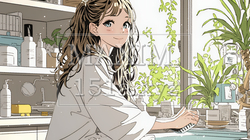 スキンケアを念入りに行う若い女性 | 2630203-15900