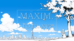 都市の町並みと青空（シンプルな色使い） | 2638025-11549
