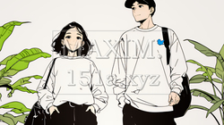 希望に満ちたライフスタイルを過ごす若いカップル：未来を見つめている（シンプルな色使い）｜2666818-7948