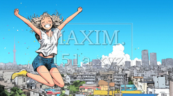 嬉しくて楽しくて飛び跳ねている若い女性