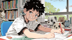 勉強している幼い男の子