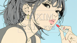 化粧をしている（口紅をつけている）若い女性 | 2675110-8548